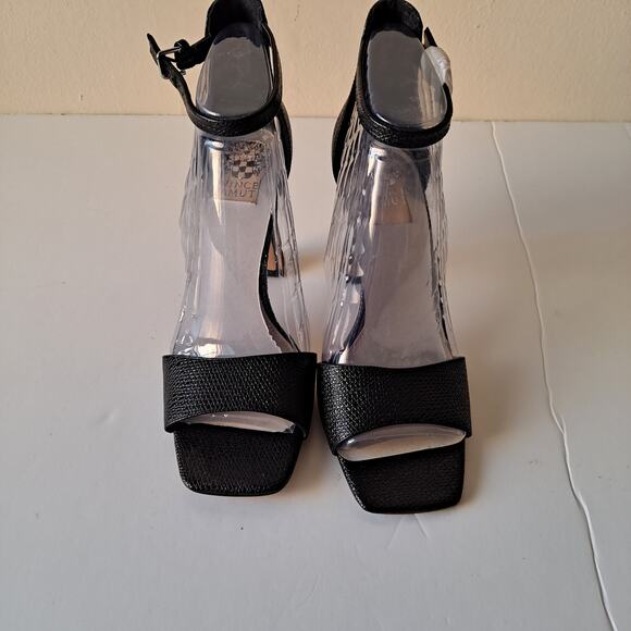 NWB Vince Camuto Reesera Leather Two Piece Heeled Sandals Black Womens Size 8.5 - Picture 9 of 14